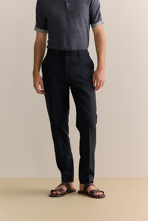 Italian Wool Tapered Pull On Trouser Italian Wool Tapered Pull On Trouser