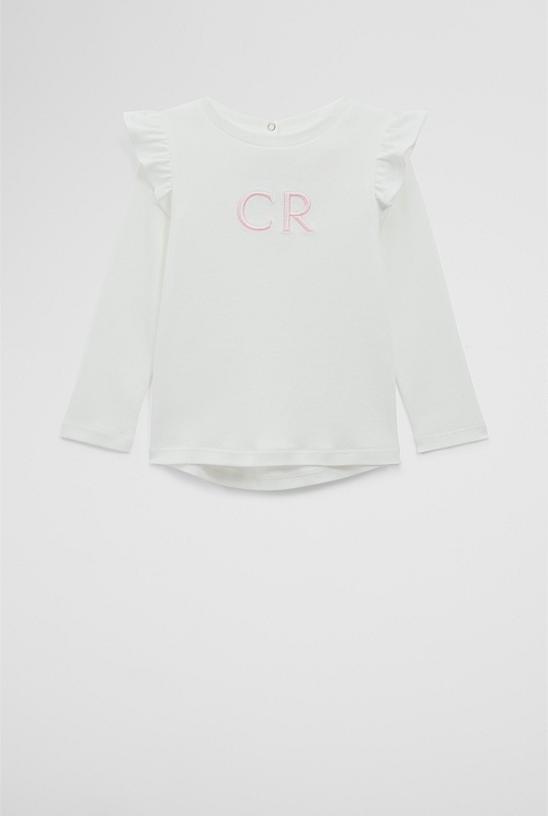 Australian Cotton Long Sleeve Logo Frill T-Shirt Australian Cotton Long Sleeve Logo Frill T-Shirt