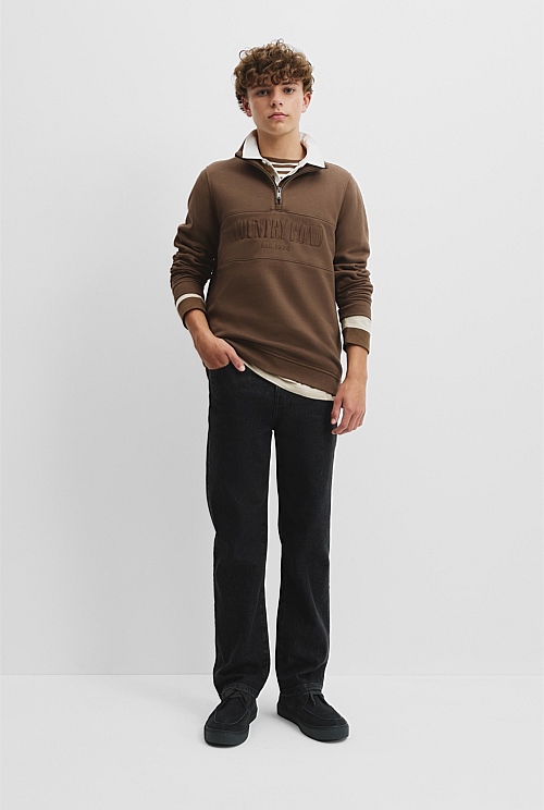 Teen Australian Cotton Heritage Half Zip Sweat Teen Australian Cotton Heritage Half Zip Sweat
