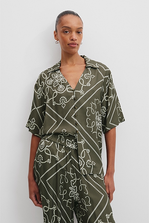 Print Cupro Button Top Print Cupro Button Top