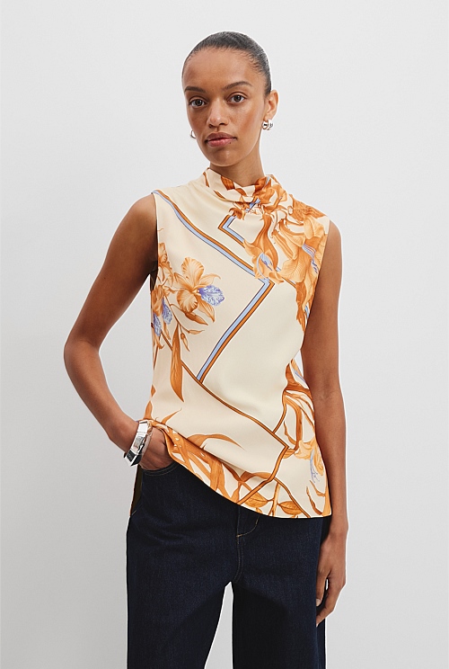 Scarf Print Shell Top Scarf Print Shell Top