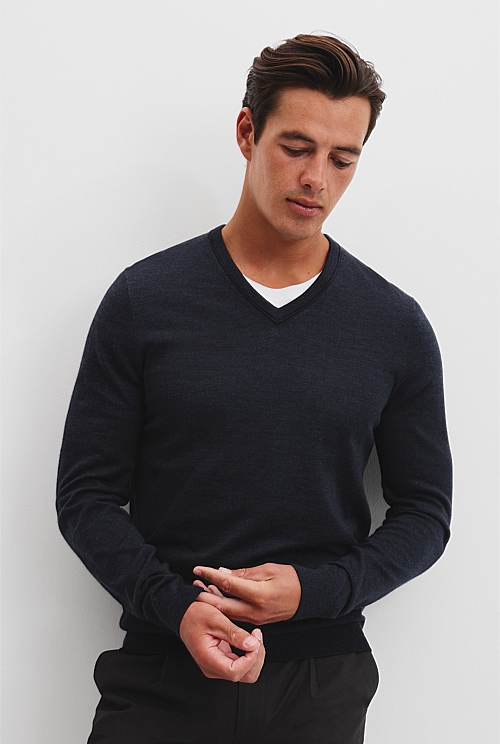 Australian Merino Wool V-Neck Knit Australian Merino Wool V-Neck Knit