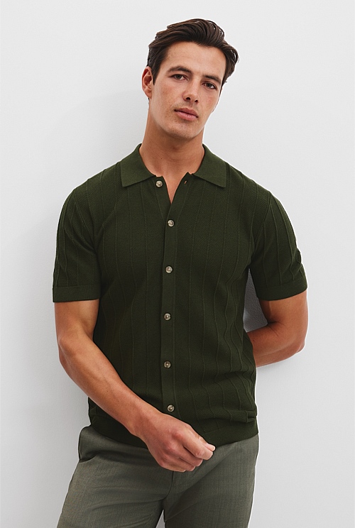 Cotton Silk Cashmere Stripe Knit Shirt Cotton Silk Cashmere Stripe Knit Shirt