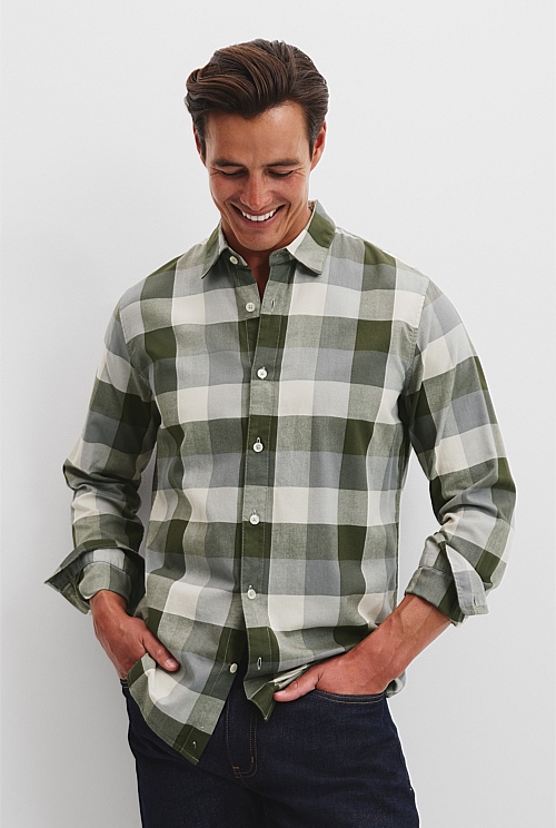 Regular Fit Australian Good Earth Cotton Flannel Check Shirt
