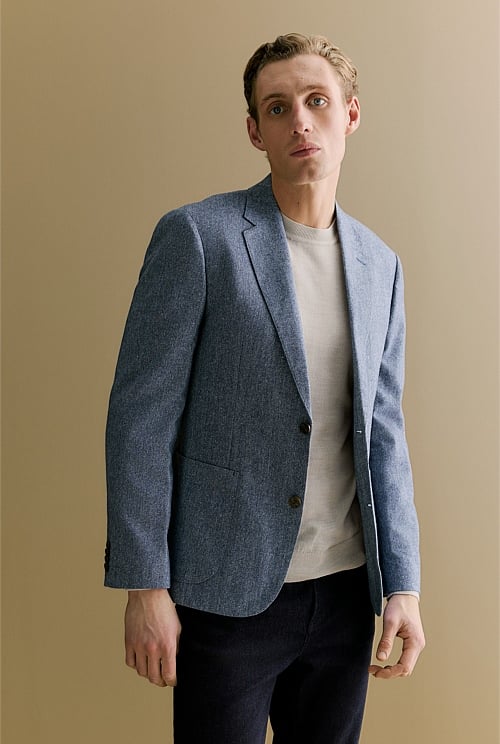 Regular Fit Wool Blend Tweed Blazer