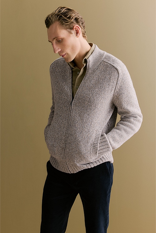 Merino Mouline Yarn Zip Through Bomber