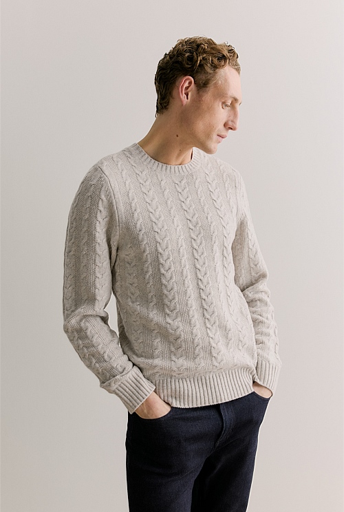 Merino Cable Stitch Crew Merino Cable Stitch Crew