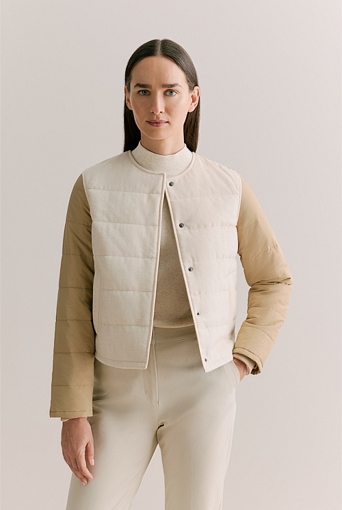 Two Tone Padded Bomber Jacket