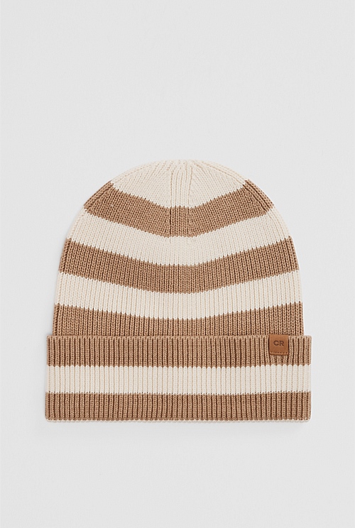 Organically Grown Cotton Blend Stripe Knit Beanie Organically Grown Cotton Blend Stripe Knit Beanie