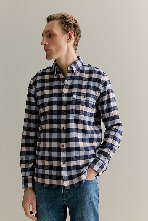 Regular Fit Brushed Buffalo Check Shirt