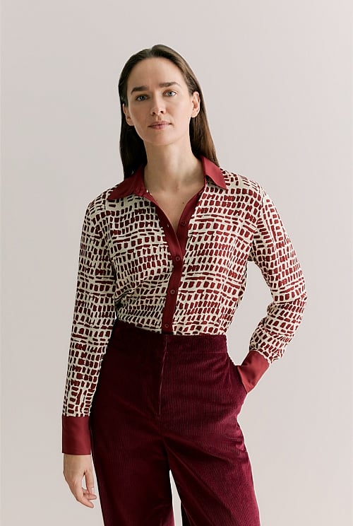 Geo Spot Contrast Placket Shirt Geo Spot Contrast Placket Shirt