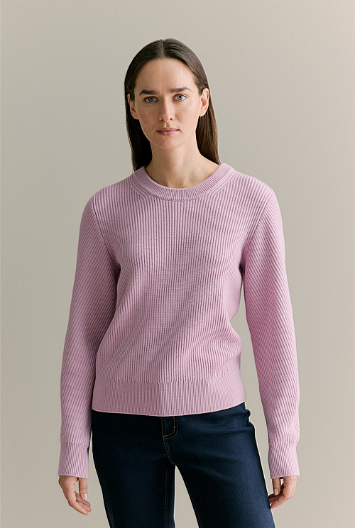 Merino Rib Pointelle Crew Merino Rib Pointelle Crew