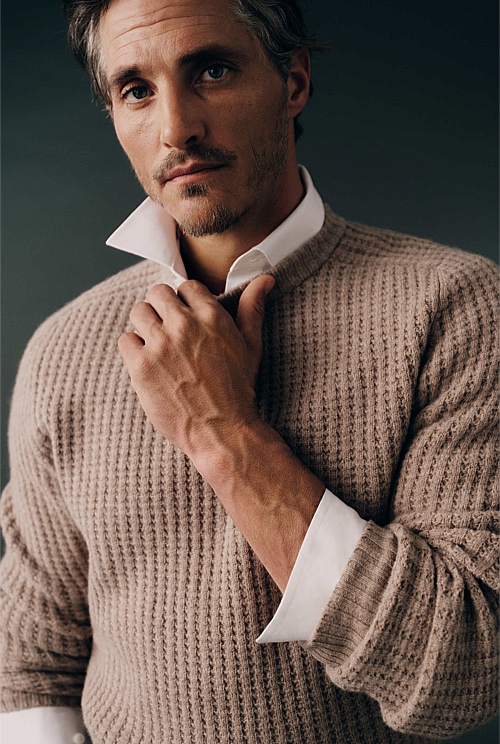 Textured Wool Crew Neck Knit