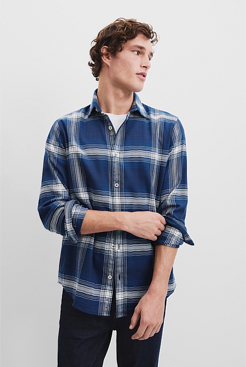 Regular Fit Australian Good Earth Cotton Flannel Check Shirt Regular Fit Australian Good Earth Cotton Flannel Check Shirt