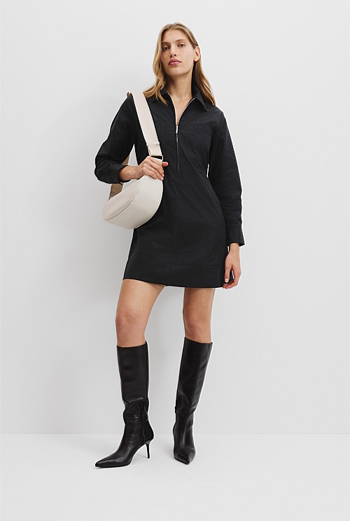 Zip Long Sleeve Mini Dress