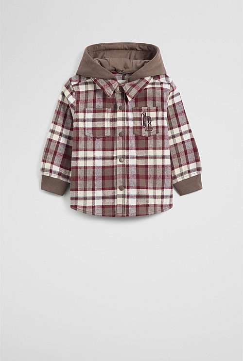 Organically Grown Cotton Hooded Check Shirt