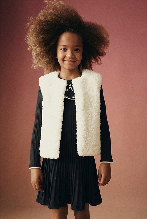 Organically Grown Cotton Blend Embroidered Knit Dress