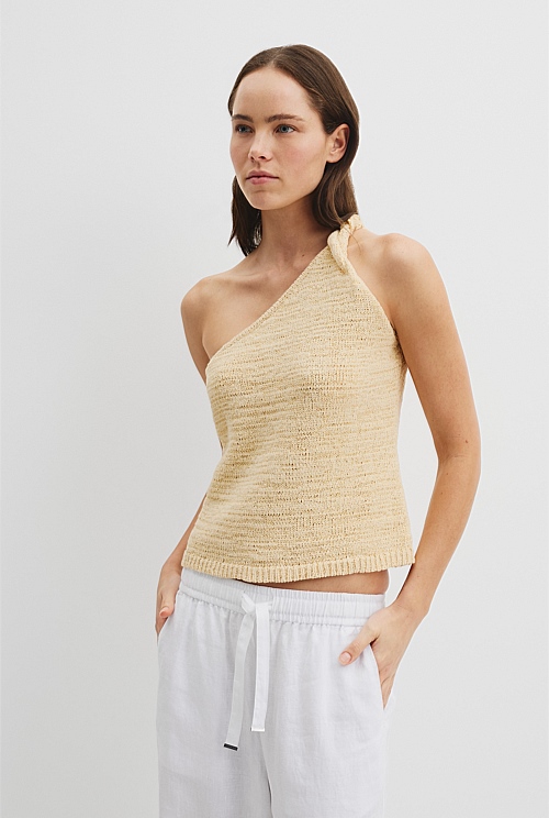 Asymmetrical Twist Knit Tank