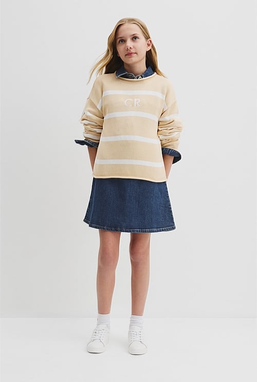 Teen Organically Grown Cotton Embroidered Logo Knit