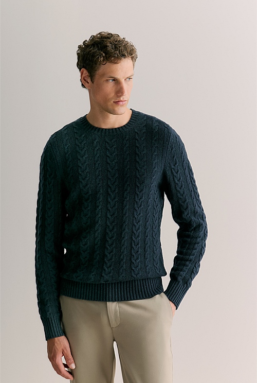 Merino Cable Stitch Crew Merino Cable Stitch Crew