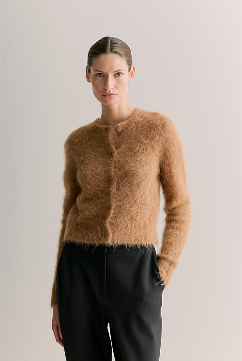 Alpaca Blend Cropped Crew Cardigan Alpaca Blend Cropped Crew Cardigan