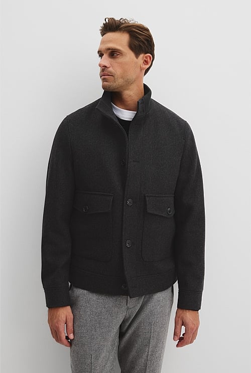 Recycled Wool Funnel Neck Jacket Recycled Wool Funnel Neck Jacket