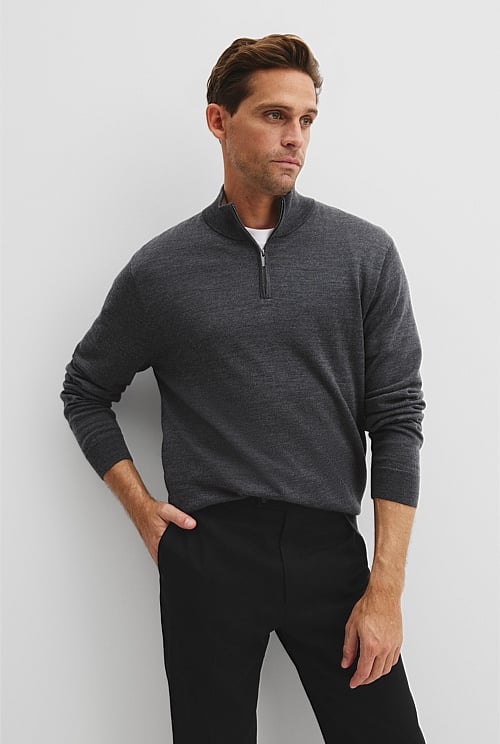Australian Merino Wool Half Zip Knit