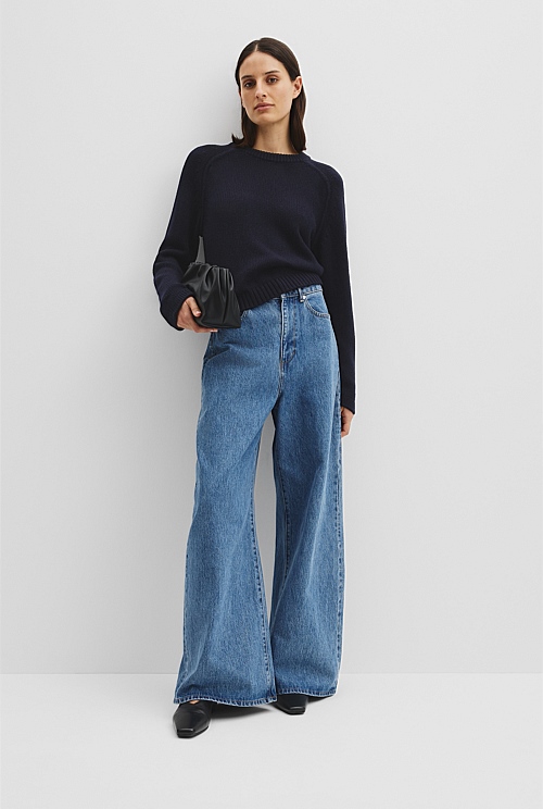 Wool Cotton Crew Neck Knit