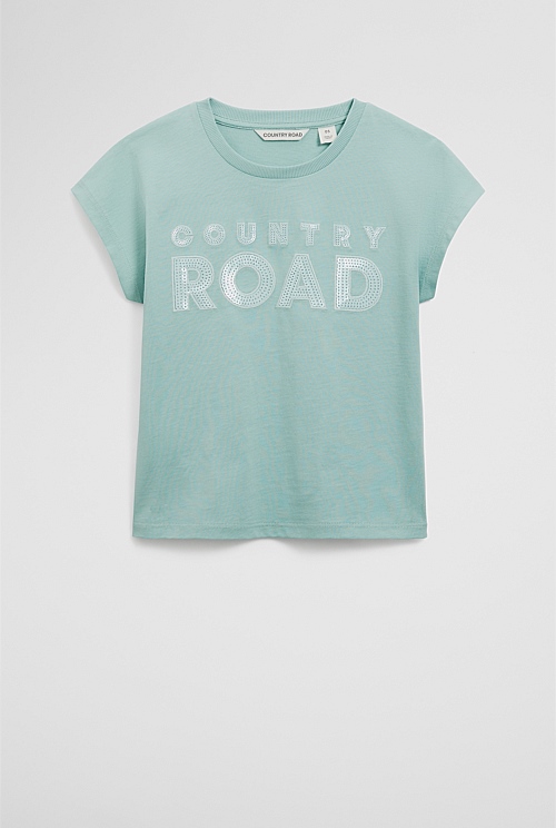 Organically Grown Cotton Sequin Logo T-Shirt Organically Grown Cotton Sequin Logo T-Shirt