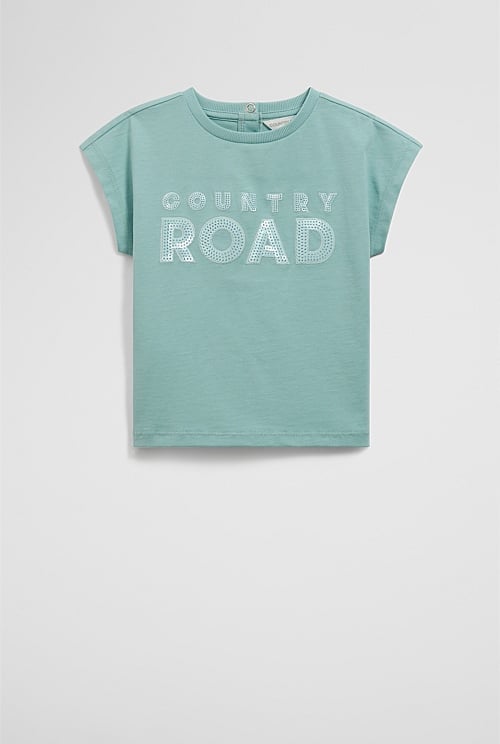 Organically Grown Cotton Sequin Logo T-Shirt Organically Grown Cotton Sequin Logo T-Shirt