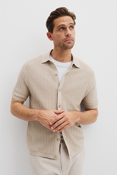 Australian Cotton Short Sleeve Textured Knit Shirt