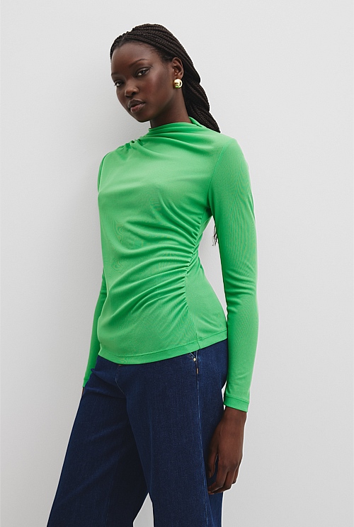 Recycled Polyester Sheer Drape Top