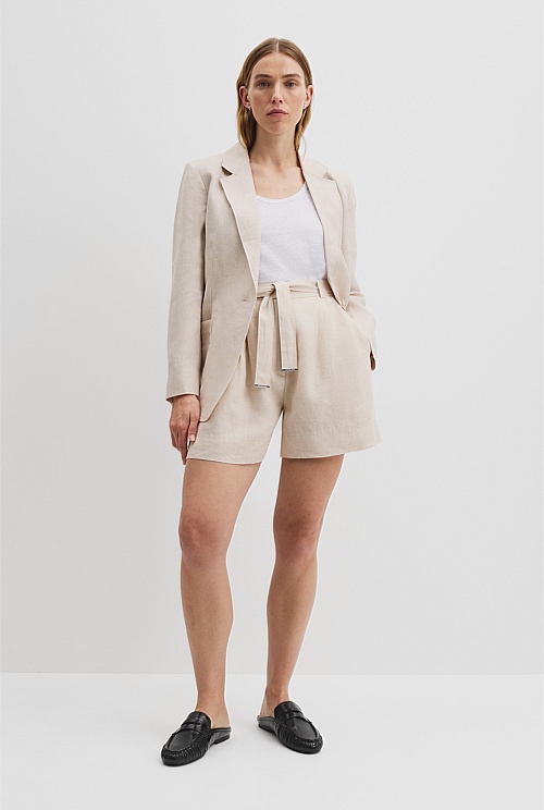Organically Grown Linen Tuck Front Short Organically Grown Linen Tuck Front Short