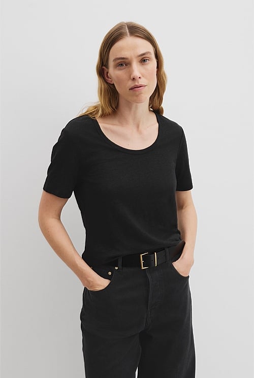 Linen Scoop Neck T-Shirt Linen Scoop Neck T-Shirt