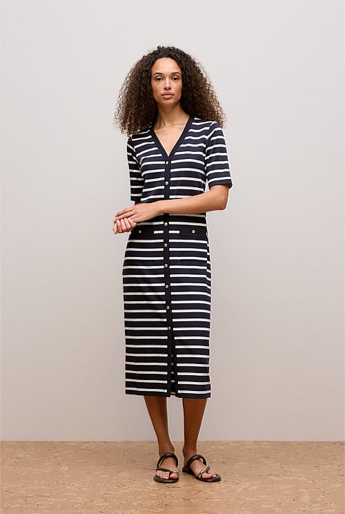 Stripe Button Through Dress Stripe Button Through Dress