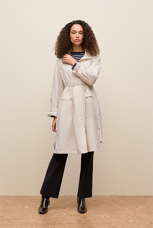 Cotton Blend Longline Anorak