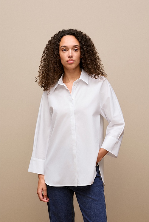 Poplin Boxy Monogram Shirt