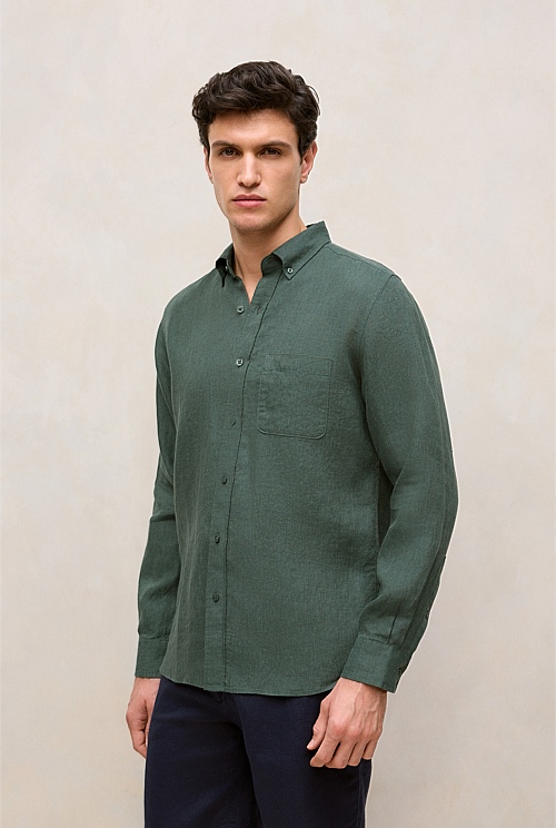 Regular Fit Linen End On End Shirt Regular Fit Linen End On End Shirt