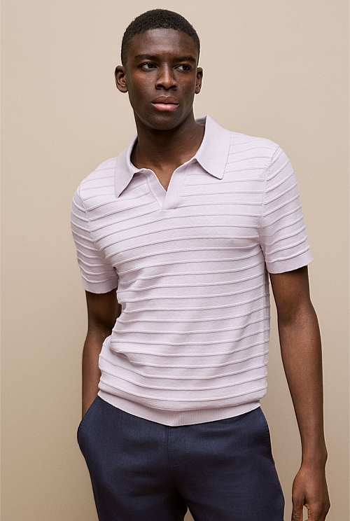 Cotton Silk Textured Polo