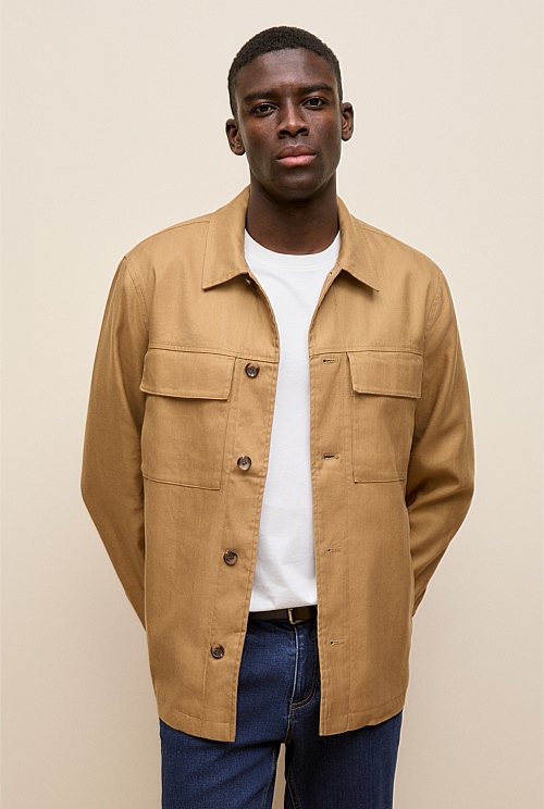 Linen Cotton Herringbone Chore Jacket Linen Cotton Herringbone Chore Jacket