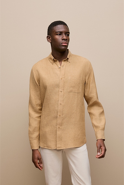 Regular Fit Linen End On End Shirt Regular Fit Linen End On End Shirt