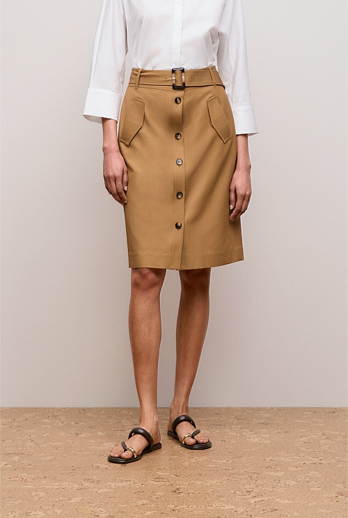 Button Through Belted Skirt