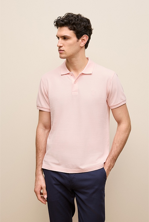 Pique Monogram Short Sleeve Polo Pique Monogram Short Sleeve Polo
