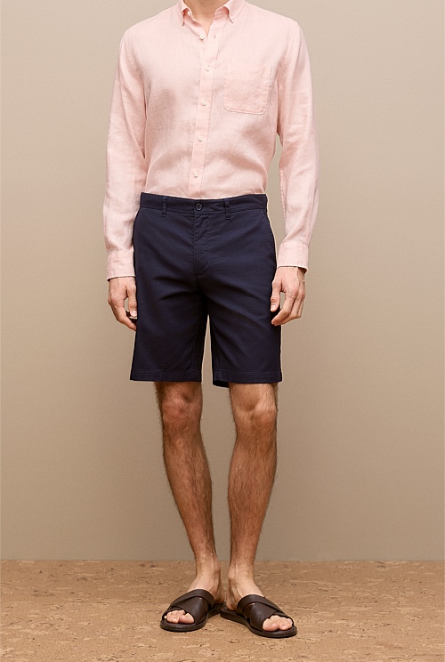 Stretch Cotton Dobby Longline Short Stretch Cotton Dobby Longline Short