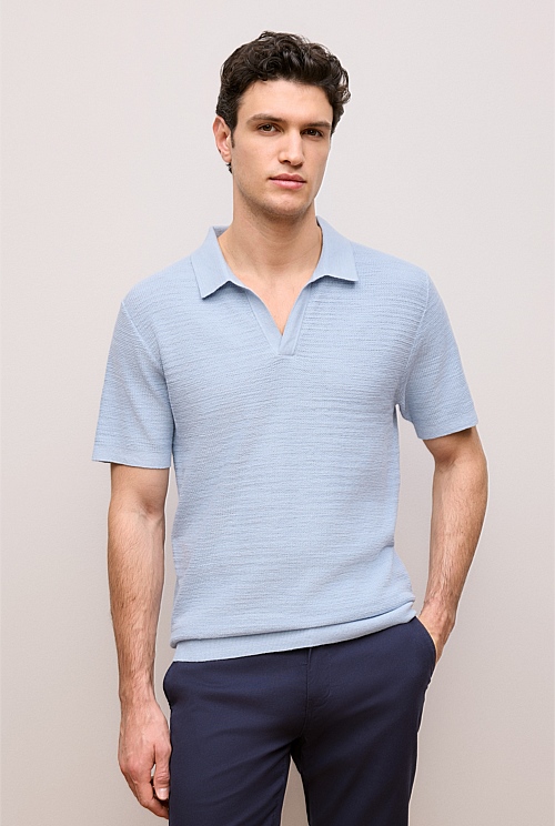 Cotton Linen Collared Knit Polo Cotton Linen Collared Knit Polo