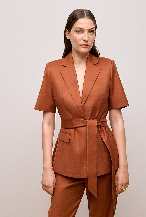 Stretch Linen Short Sleeve Blazer Stretch Linen Short Sleeve Blazer