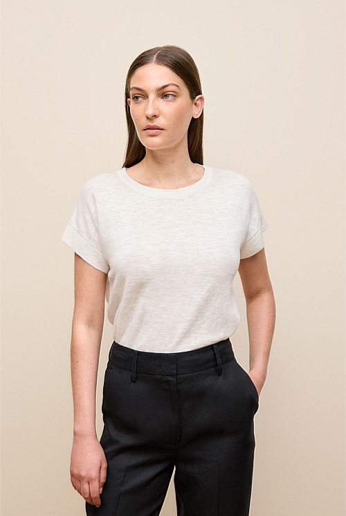 Linen Cotton Relaxed Crew T-shirt Linen Cotton Relaxed Crew T-shirt