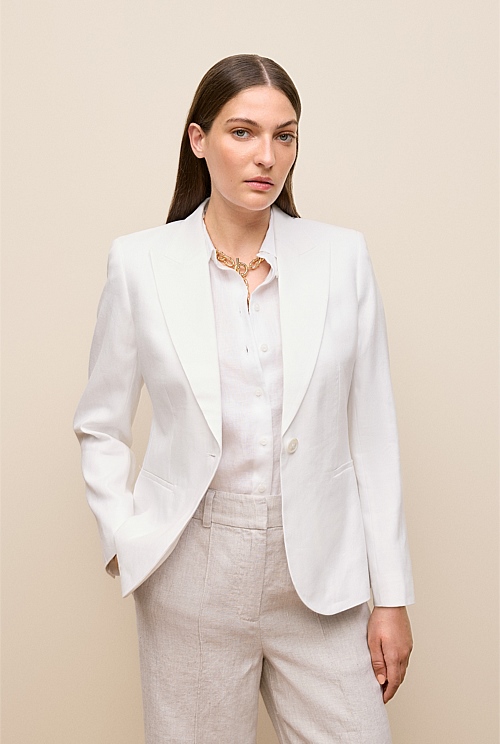 Linen Cotton Herringbone Blazer Linen Cotton Herringbone Blazer