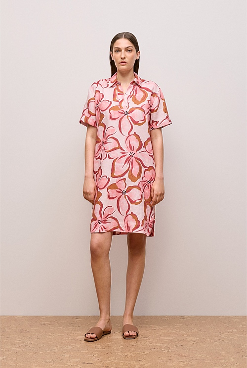 Peony Linen Popover Shift Dress Peony Linen Popover Shift Dress