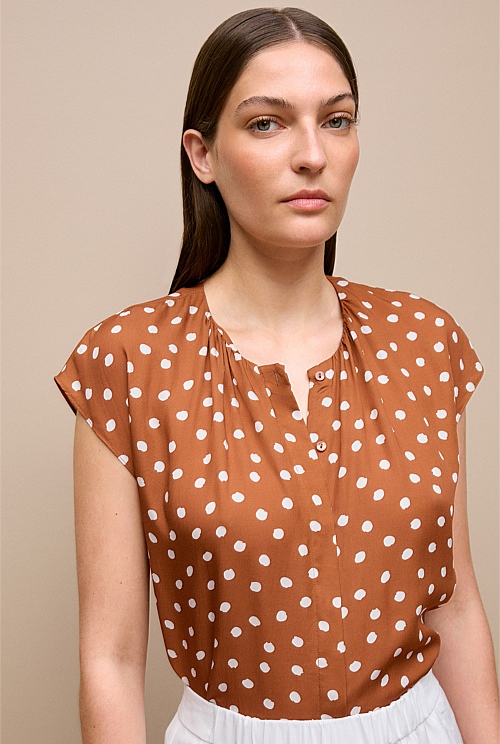 Spot Modal Cap Sleeve Blouse Spot Modal Cap Sleeve Blouse